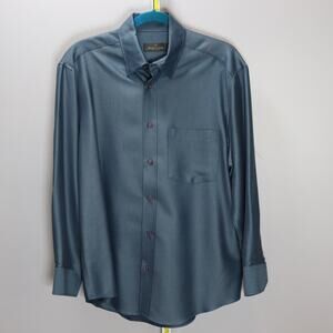 Bugatchi Shaped Fit Long Sleeve‎ Dress Shirt – Blue, Men’s L